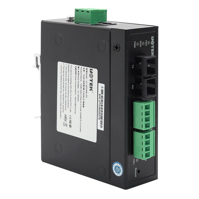 100M光纖轉(zhuǎn)2路 CANBUS 轉(zhuǎn)換器